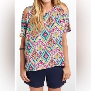 EUC Lilly Pulitzer silk Trace Crown Jewels top Small Medium